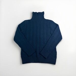 Men's XRay Jeans Black Cable Knit Turtleneck Sweater Size L Fisherman Aran Style